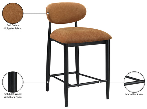 Harlow Cognac Performance Fabric Upholstered Stool , 1 Piece (Style 3)