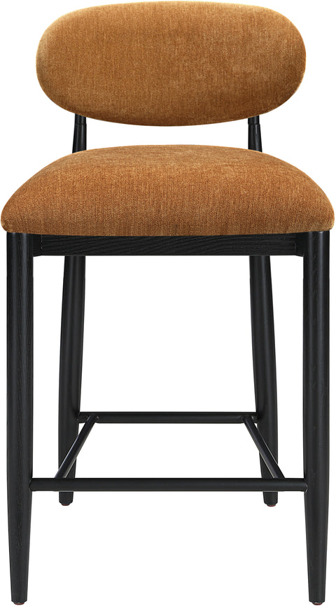Harlow Cognac Performance Fabric Upholstered Stool , 1 Piece (Style 3)