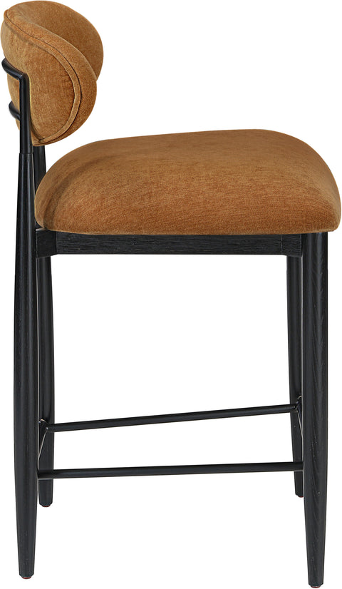 Harlow Cognac Performance Fabric Upholstered Stool , 1 Piece (Style 3)