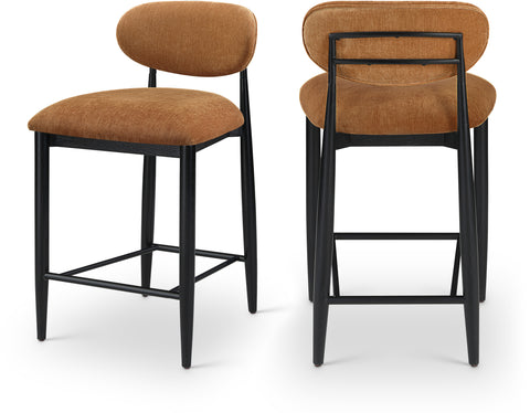 Harlow Cognac Performance Fabric Upholstered Stool , 1 Piece (Style 3)