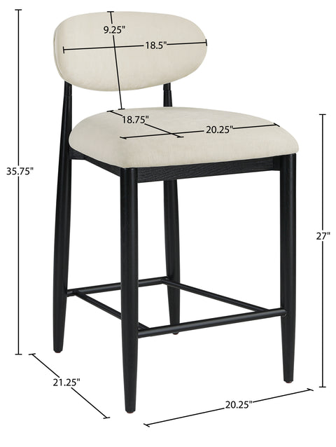Harlow Cream Performance Fabric Upholstered Stool , 1 Piece (Style 5)