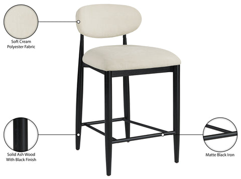Harlow Cream Performance Fabric Upholstered Stool , 1 Piece (Style 5)