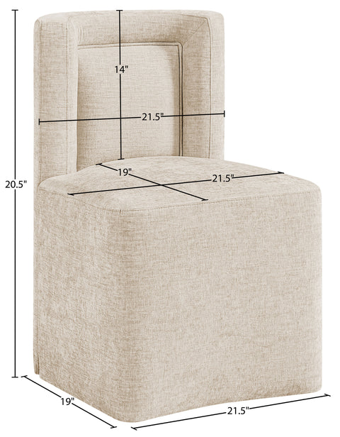 Linden Beige Chenille Performance Fabric Upholstered Dining Chair, 1 Piece
