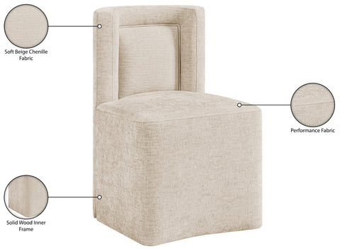Linden Beige Chenille Performance Fabric Upholstered Dining Chair, 1 Piece