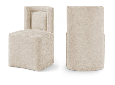 Linden Beige Chenille Performance Fabric Upholstered Dining Chair, 1 Piece