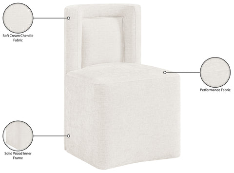 Linden Cream Chenille Performance Fabric Upholstered Dining Chair, 1 Piece
