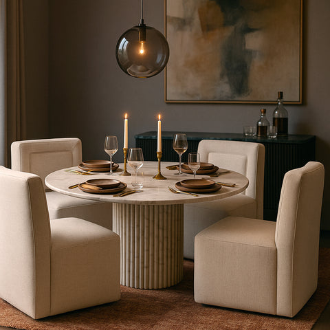 Linden Cream Chenille Performance Fabric Upholstered Dining Chair, 1 Piece