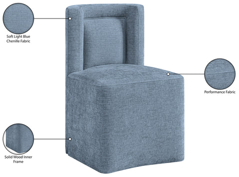 Farrah Light Blue Chenille Performance Fabric Upholstered Dining Chair, 1 Piece