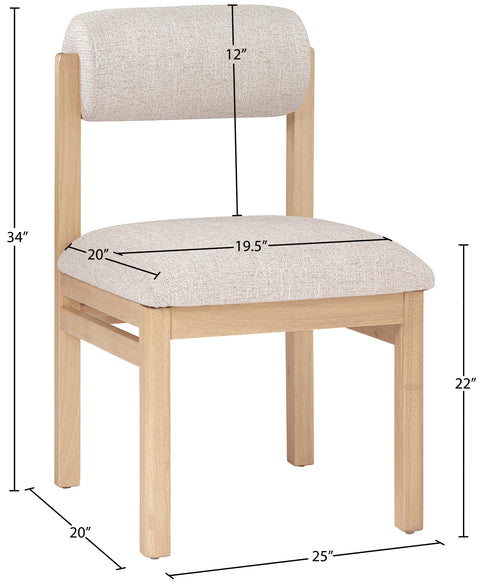 Marlow Beige Linen Textured Fabric Upholstered Dining Chair, 2-Piece