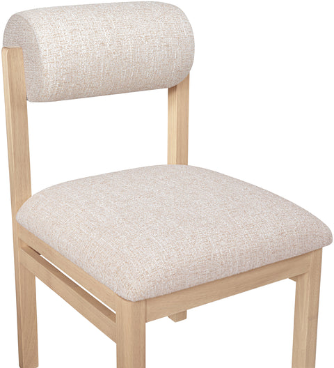 Marlow Beige Linen Textured Fabric Upholstered Dining Chair, 2-Piece