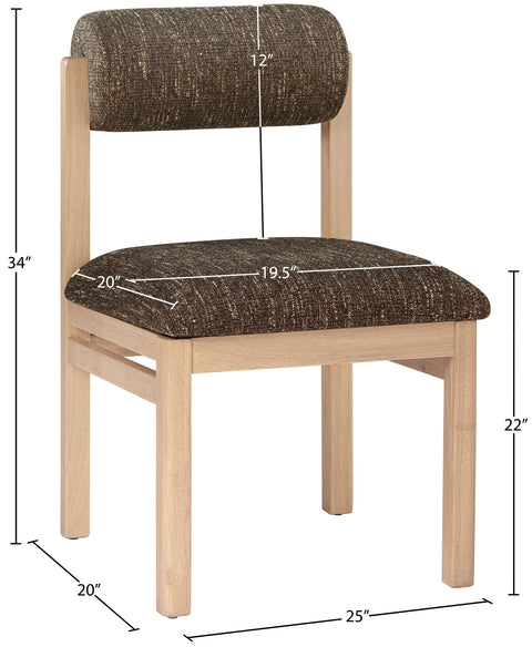 Marlow Brown Linen Textured Fabric Upholstered Dining Chair, 2-Piece