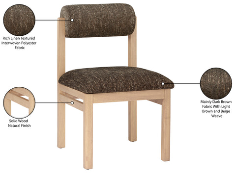 Marlow Brown Linen Textured Fabric Upholstered Dining Chair, 2-Piece