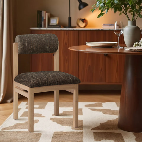 Marlow Brown Linen Textured Fabric Upholstered Dining Chair, 2-Piece
