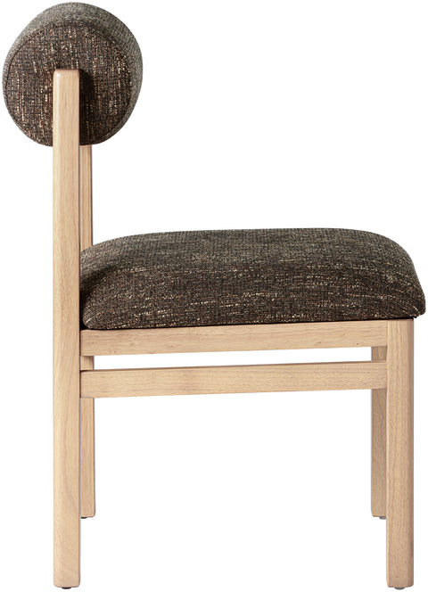 Marlow Brown Linen Textured Fabric Upholstered Dining Chair, 2-Piece