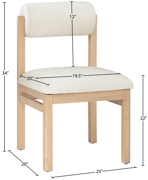 Marlow Cream Linen Textured Fabric Upholstered Dining Chair , 2-Piece (Style 1)