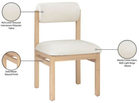 Marlow Cream Linen Textured Fabric Upholstered Dining Chair , 2-Piece (Style 1)