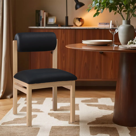 Marlow Black Vegan Leather Upholstered Dining Chair , 2-Piece (Style 1)