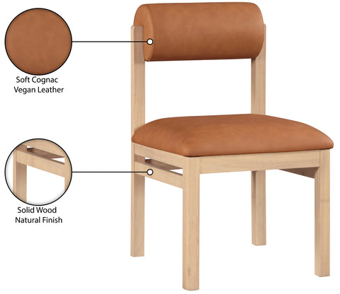 Marlow Cognac Vegan Leather Upholstered Dining Chair , 2-Piece (Style 1)