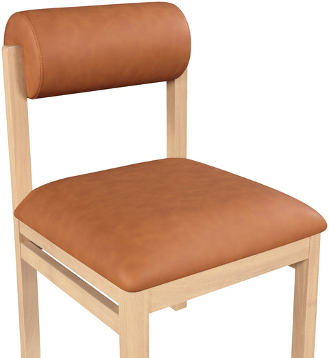 Marlow Cognac Vegan Leather Upholstered Dining Chair , 2-Piece (Style 1)