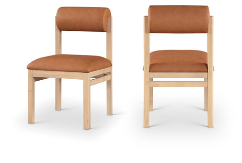 Marlow Cognac Vegan Leather Upholstered Dining Chair , 2-Piece (Style 1)