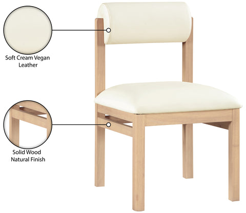 Marlow Cream Vegan Leather Upholstered Dining Chair , 2-Piece (Style 1)