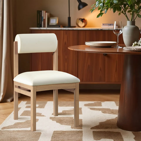 Marlow Cream Vegan Leather Upholstered Dining Chair , 2-Piece (Style 1)