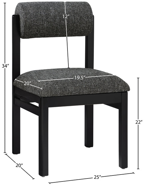 Marlow Black Linen Textured Fabric Upholstered Dining Chair, 2-Piece