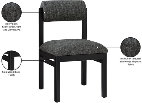 Marlow Black Linen Textured Fabric Upholstered Dining Chair, 2-Piece