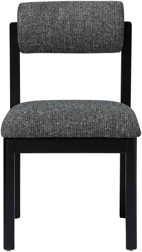 Marlow Black Linen Textured Fabric Upholstered Dining Chair, 2-Piece