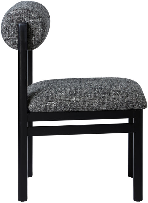 Marlow Black Linen Textured Fabric Upholstered Dining Chair, 2-Piece