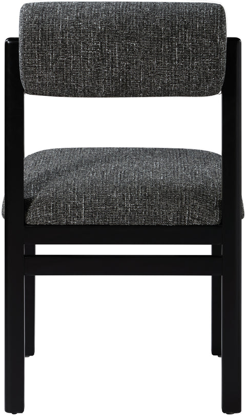 Marlow Black Linen Textured Fabric Upholstered Dining Chair, 2-Piece