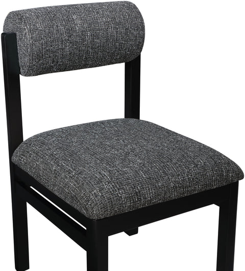 Marlow Black Linen Textured Fabric Upholstered Dining Chair, 2-Piece