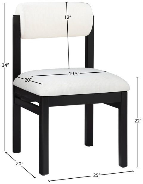 Marlow Cream Linen Textured Fabric Upholstered Dining Chair , 2-Piece (Style 2)