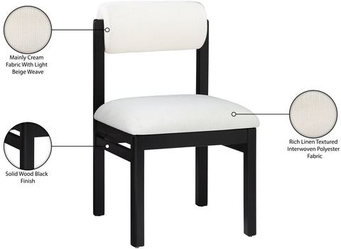 Marlow Cream Linen Textured Fabric Upholstered Dining Chair , 2-Piece (Style 2)