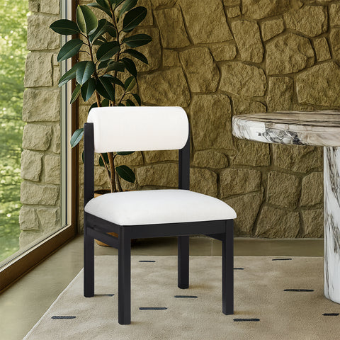 Marlow Cream Linen Textured Fabric Upholstered Dining Chair , 2-Piece (Style 2)