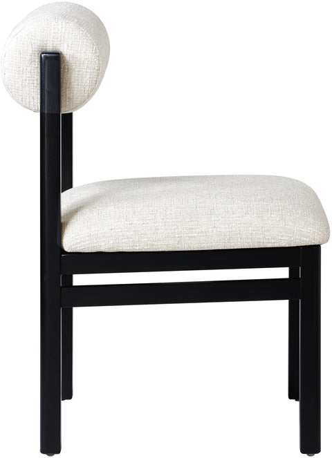 Marlow Cream Linen Textured Fabric Upholstered Dining Chair , 2-Piece (Style 2)