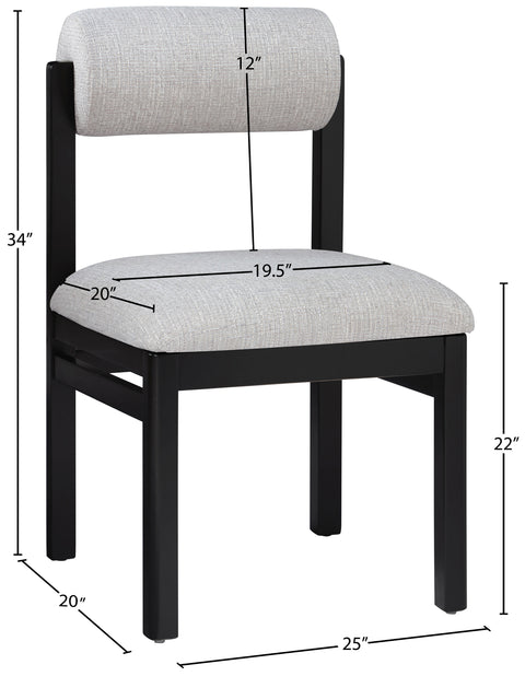 Marlow Grey Linen Textured Fabric Upholstered Dining Chair, 2-Piece