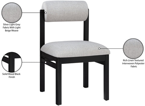 Marlow Grey Linen Textured Fabric Upholstered Dining Chair, 2-Piece