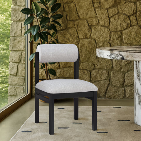 Marlow Grey Linen Textured Fabric Upholstered Dining Chair, 2-Piece