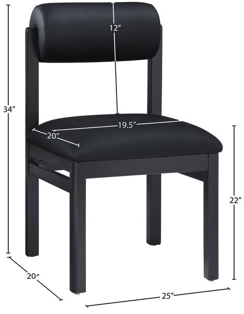 Marlow Black Vegan Leather Upholstered Dining Chair , 2-Piece (Style 2)