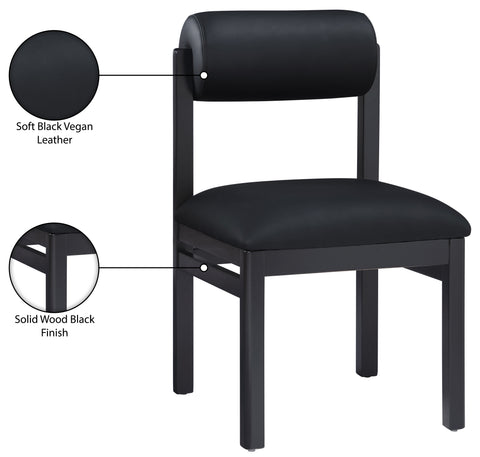 Marlow Black Vegan Leather Upholstered Dining Chair , 2-Piece (Style 2)