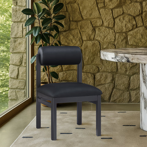 Marlow Black Vegan Leather Upholstered Dining Chair , 2-Piece (Style 2)