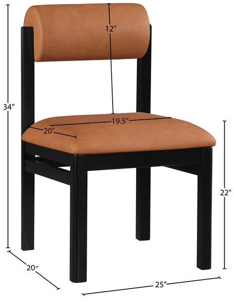 Marlow Cognac Vegan Leather Upholstered Dining Chair , 2-Piece (Style 2)