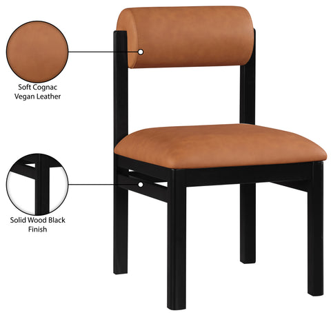 Marlow Cognac Vegan Leather Upholstered Dining Chair , 2-Piece (Style 2)