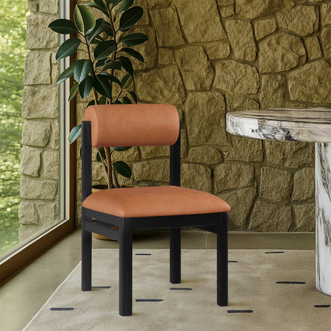 Marlow Cognac Vegan Leather Upholstered Dining Chair , 2-Piece (Style 2)