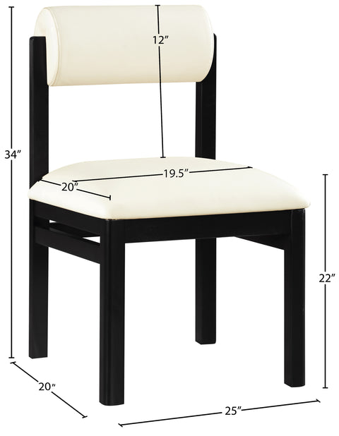 Marlow Cream Vegan Leather Upholstered Dining Chair , 2-Piece (Style 2)