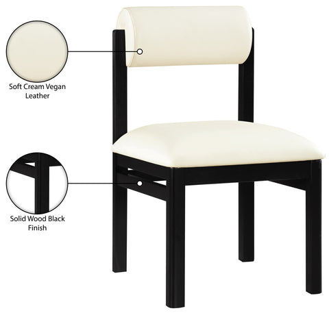 Marlow Cream Vegan Leather Upholstered Dining Chair , 2-Piece (Style 2)