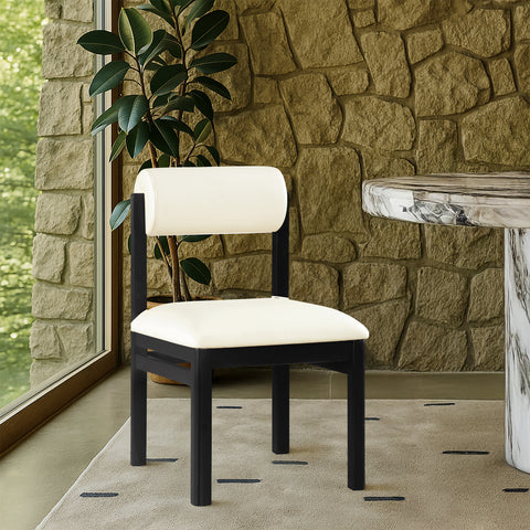 Marlow Cream Vegan Leather Upholstered Dining Chair , 2-Piece (Style 2)