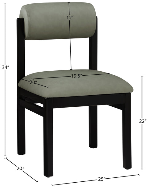 Marlow Green Vegan Leather Upholstered Dining Chair, 2-Piece