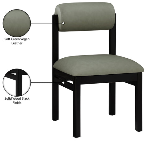 Marlow Green Vegan Leather Upholstered Dining Chair, 2-Piece